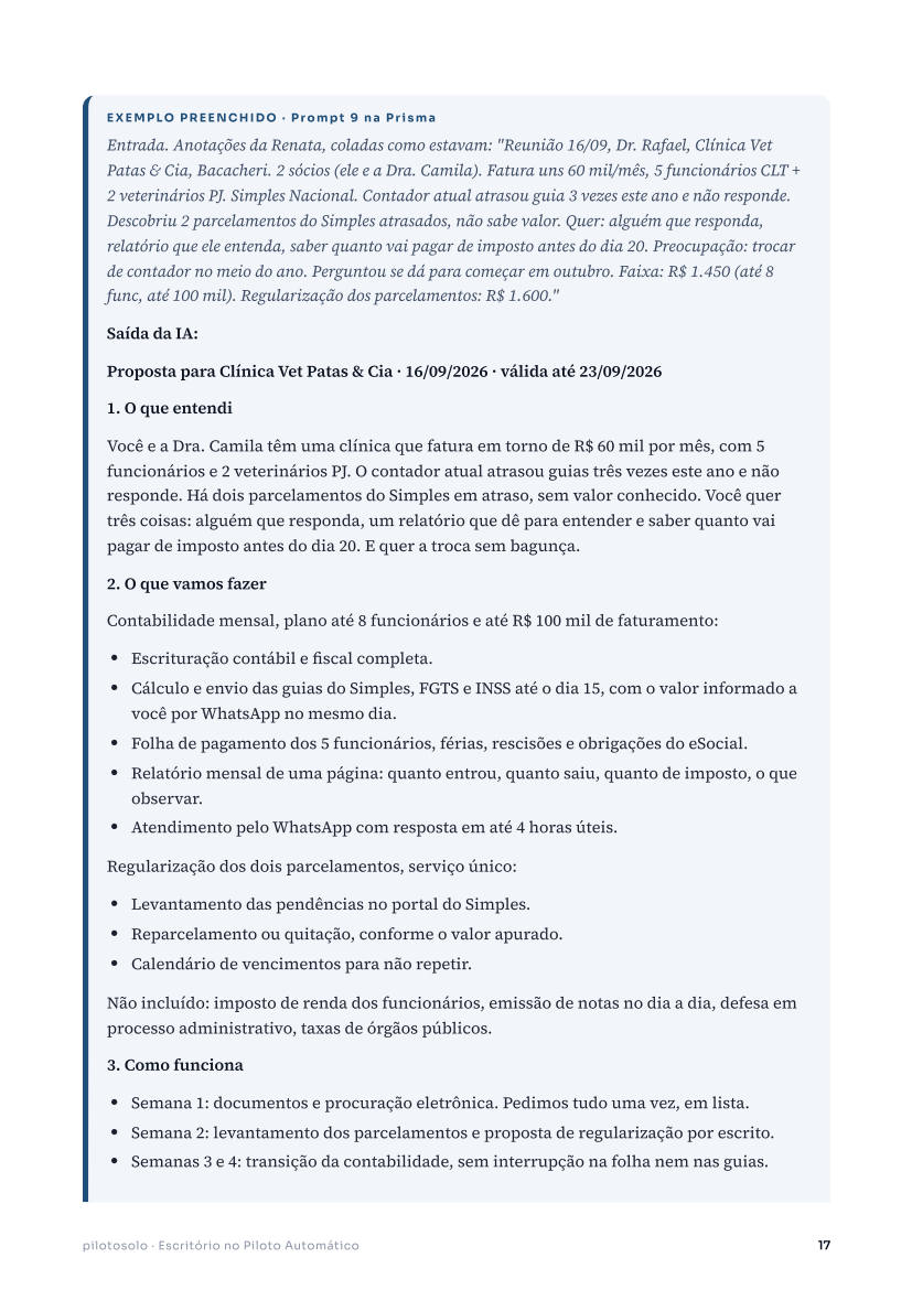 Página 17: exemplo de proposta preenchida pela IA